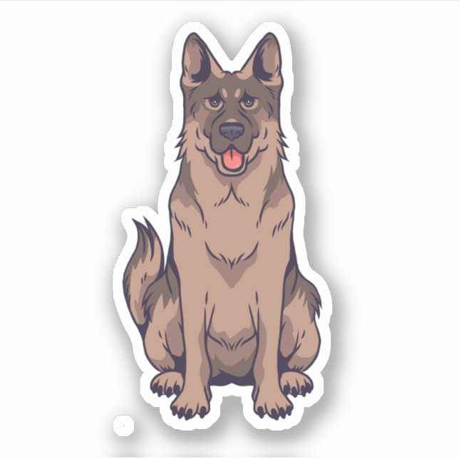 German Shepherd Cartoon Portrait  Sticker (Front)