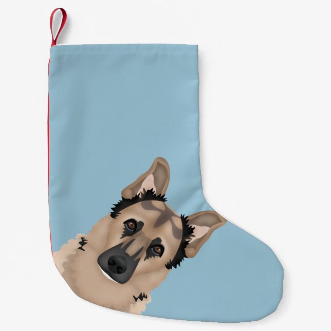 german shepherd cartoon small christmas stocking (Front)