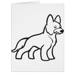 german shepherd cartoon white cards