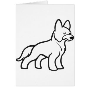 german shepherd cartoon white cards