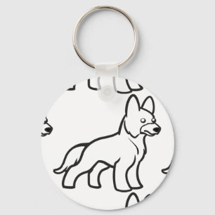 german shepherd cartoon white keychain