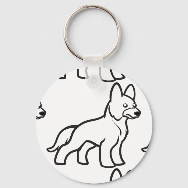 german shepherd cartoon white keychain (Front)