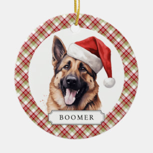 German Shepherd Ceramic Circle Ornament