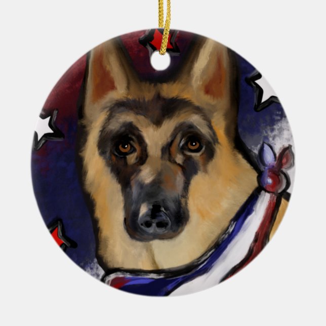 GERMAN SHEPHERD         CERAMIC ORNAMENT (Front)