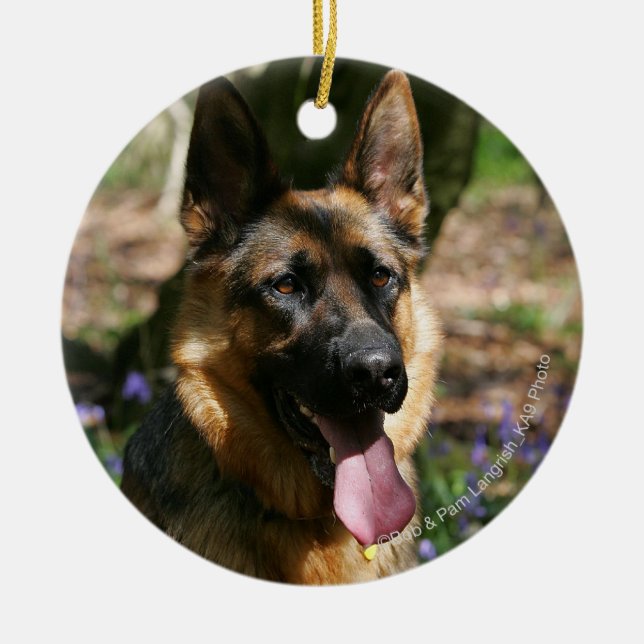 German Shepherd Ceramic Ornament (Front)