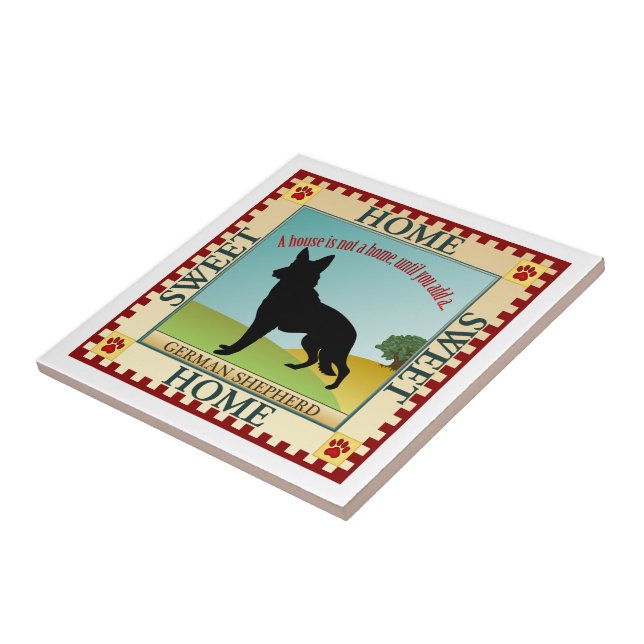 German Shepherd Ceramic Tile (Side)