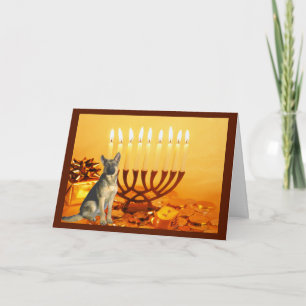 German Shepherd Chanukah Card Menorah3