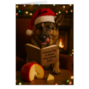 German Shepherd 'Cheese Tax' Christmas card