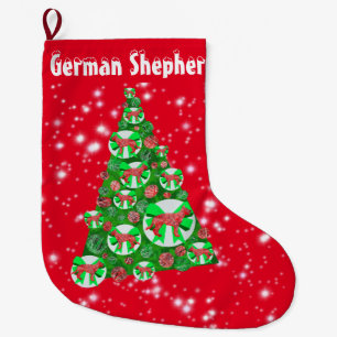 German Shepherd Christmas Big Tree Decoration Red Large Christmas Stocking