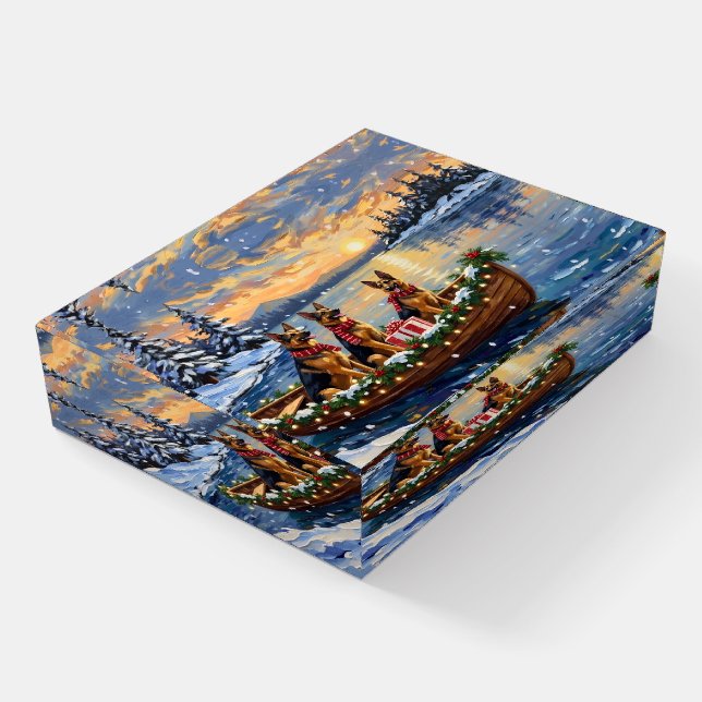 German Shepherd Christmas Boat Holiday Paperweight (Angled)