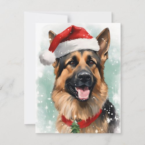German Shepherd Christmas brush painting artwork Holiday Card