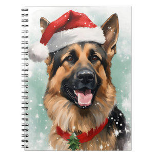 German Shepherd Christmas brush painting artwork Notebook