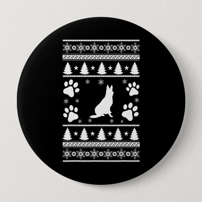 German Shepherd Christmas Button (Front)