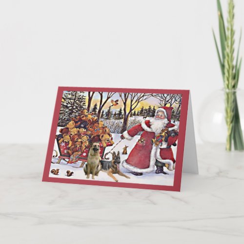 German Shepherd Christmas Card Santa Bears1