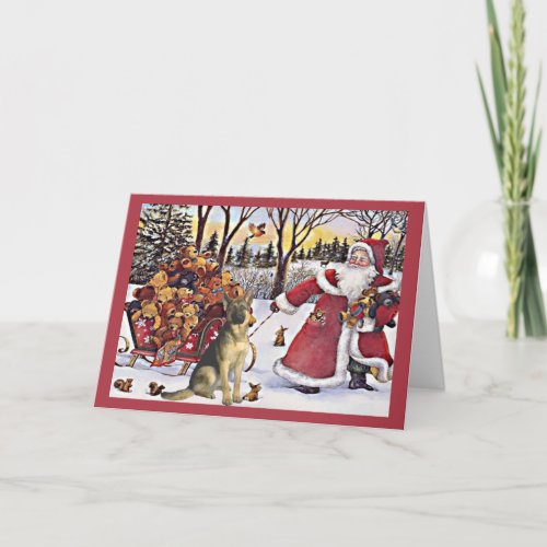 German Shepherd Christmas Card Santa Bears4