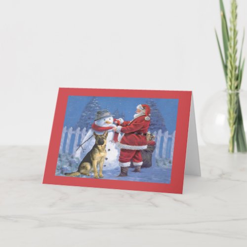 German Shepherd Christmas Card Santa Snowman2