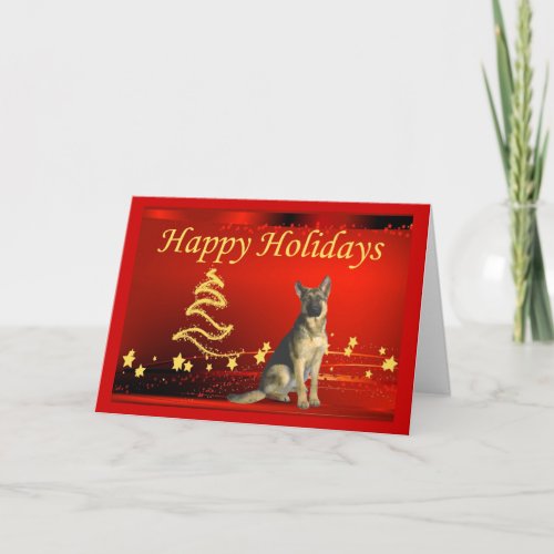 German Shepherd Christmas Card Stars1