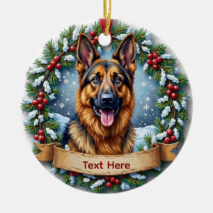 German Shepherd Christmas Ceramic Ornament
