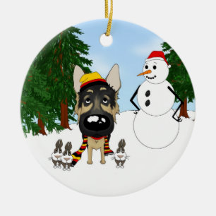 German Shepherd Christmas Ceramic Ornament