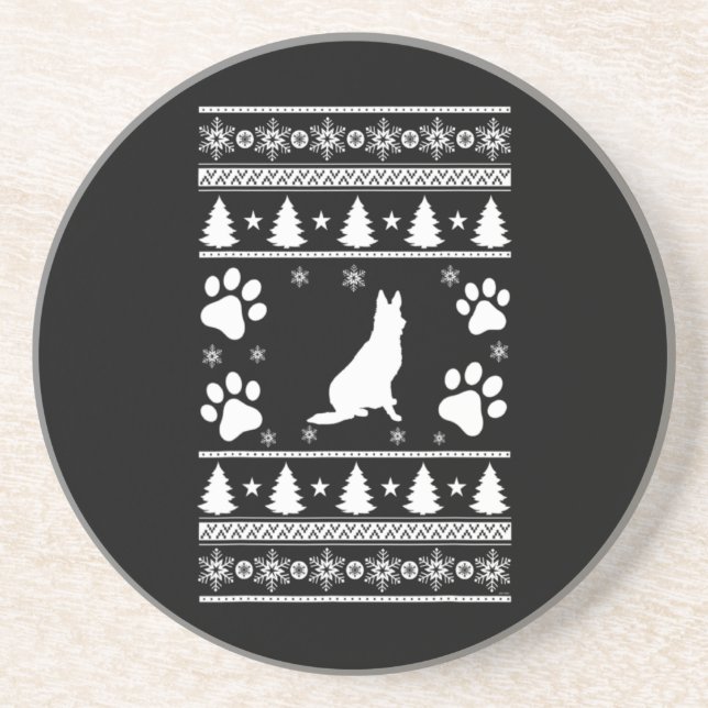 German Shepherd Christmas Coaster (Front)