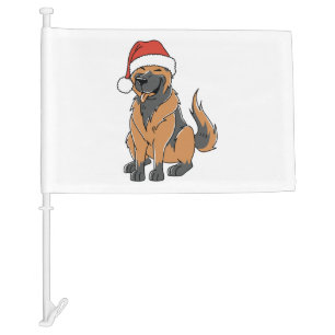 German Shepherd Christmas Dog in Santa Hat Car Flag