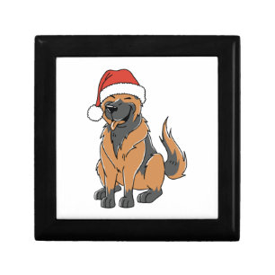 German Shepherd Christmas Dog in Santa Hat Gift Box