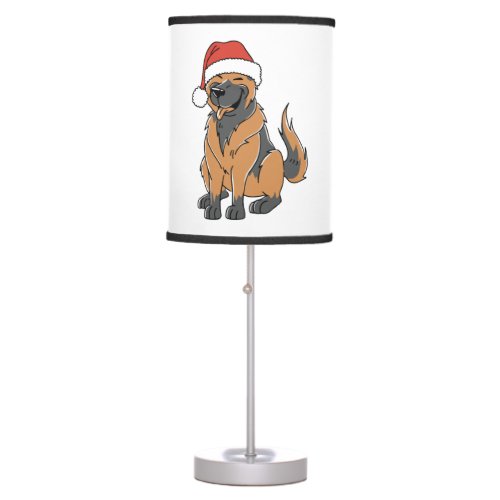 German Shepherd Christmas Dog in Santa Hat   Table Lamp