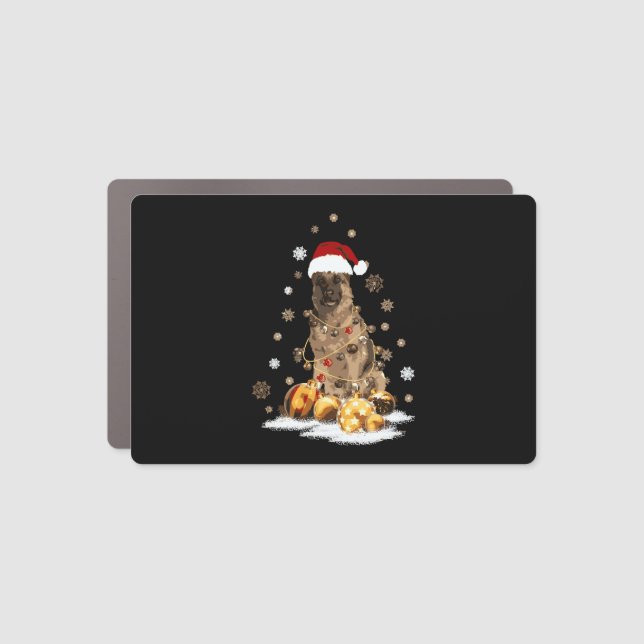 German Shepherd Christmas Dog Light Ugly Car Magnet (Front)