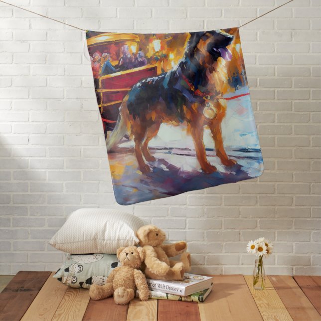 German Shepherd Christmas Festive Season Baby Blanket (In Situ)