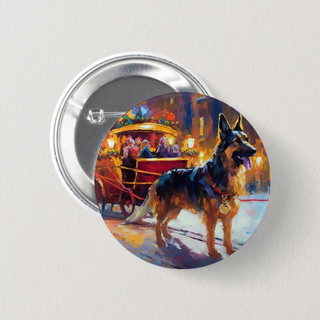 German Shepherd Christmas Festive Season Button (Front & Back)