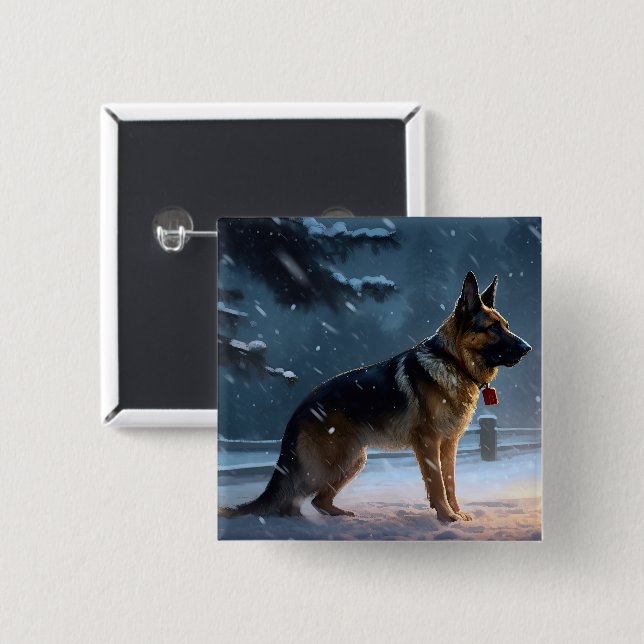 German Shepherd Christmas Festive Season  Button (Front & Back)