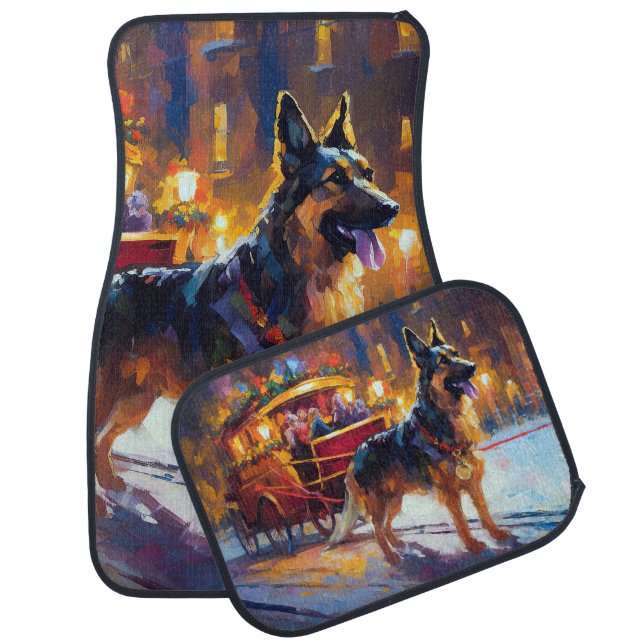 German Shepherd Christmas Festive Season Car Floor Mat (Set)