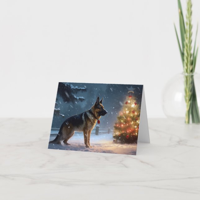 German Shepherd Christmas Festive Season  Card (Front)