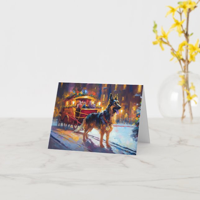 German Shepherd Christmas Festive Season Card (Yellow Flower)