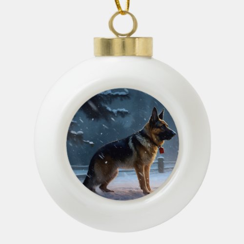 German Shepherd Christmas Festive Season  Ceramic Ball Christmas Ornament