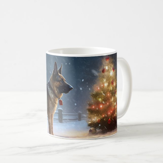 German Shepherd Christmas Festive Season  Coffee Mug (Front Right)