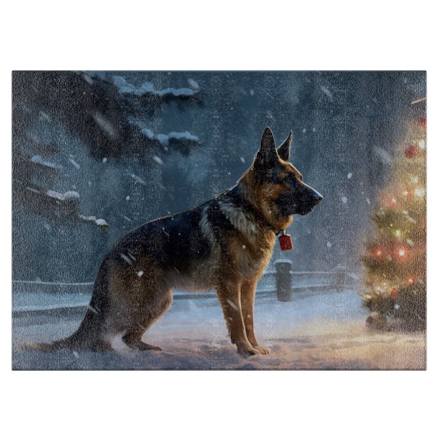 German Shepherd Christmas Festive Season  Cutting Board (Front)