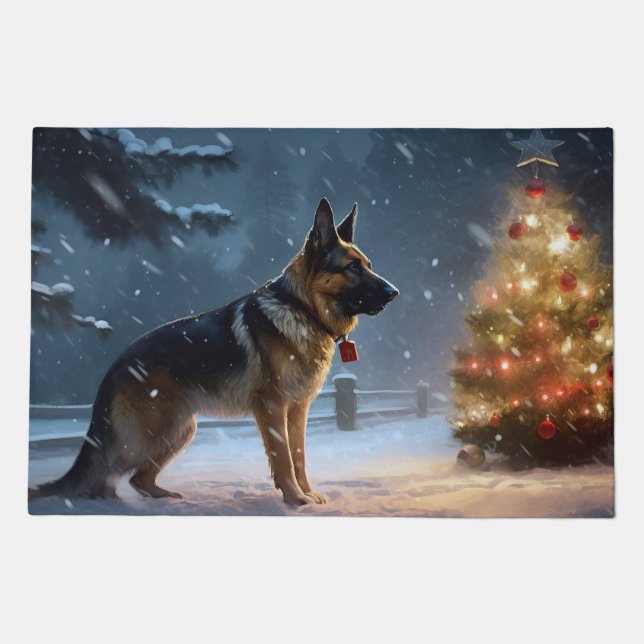German Shepherd Christmas Festive Season  Doormat (Front)