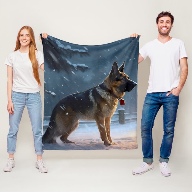 German Shepherd Christmas Festive Season  Fleece Blanket (In Situ)