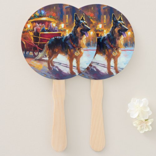 German Shepherd Christmas Festive Season Hand Fan