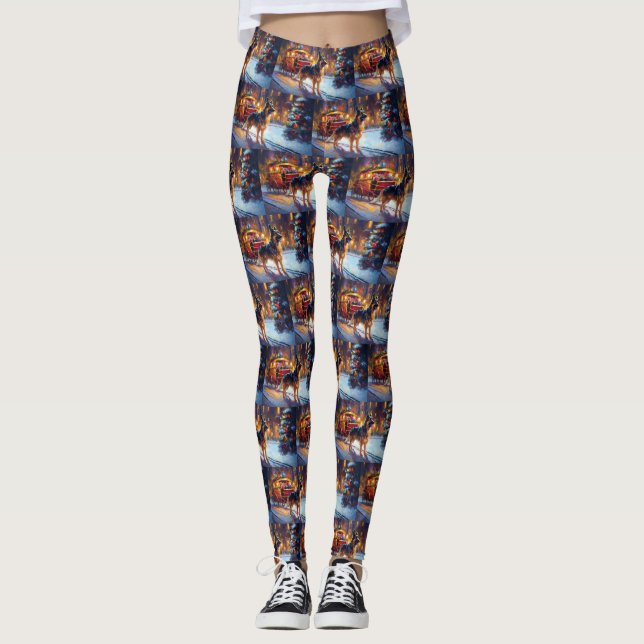 German Shepherd Christmas Festive Season Leggings (Front)