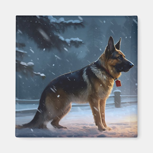 German Shepherd Christmas Festive Season  Magnet (Front)