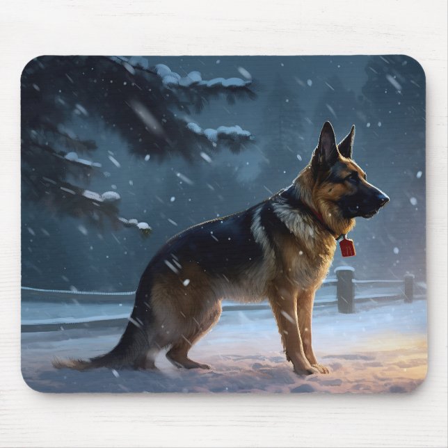 German Shepherd Christmas Festive Season  Mouse Pad (Front)