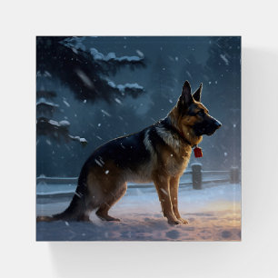 German Shepherd Christmas Festive Season  Paperweight