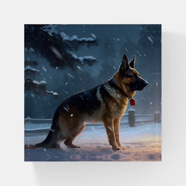 German Shepherd Christmas Festive Season  Paperweight (Front)