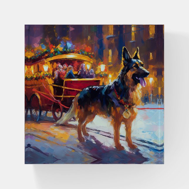 German Shepherd Christmas Festive Season Paperweight (Front)