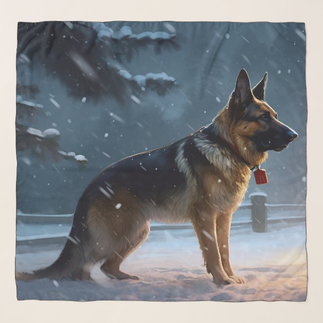 German Shepherd Christmas Festive Season  Scarf (Front)