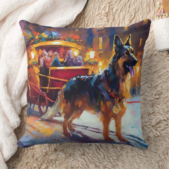 German Shepherd Christmas Festive Season Throw Pillow (Blanket)