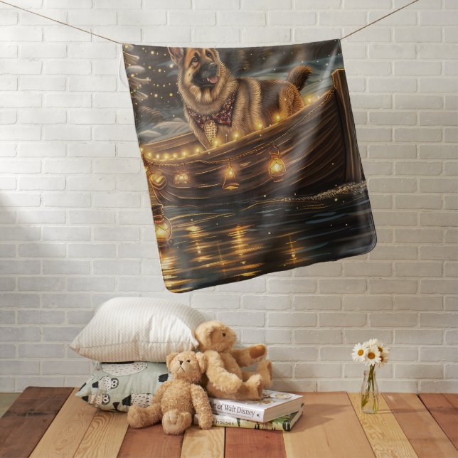 German Shepherd Christmas Festive Voyage  Baby Blanket (In Situ)