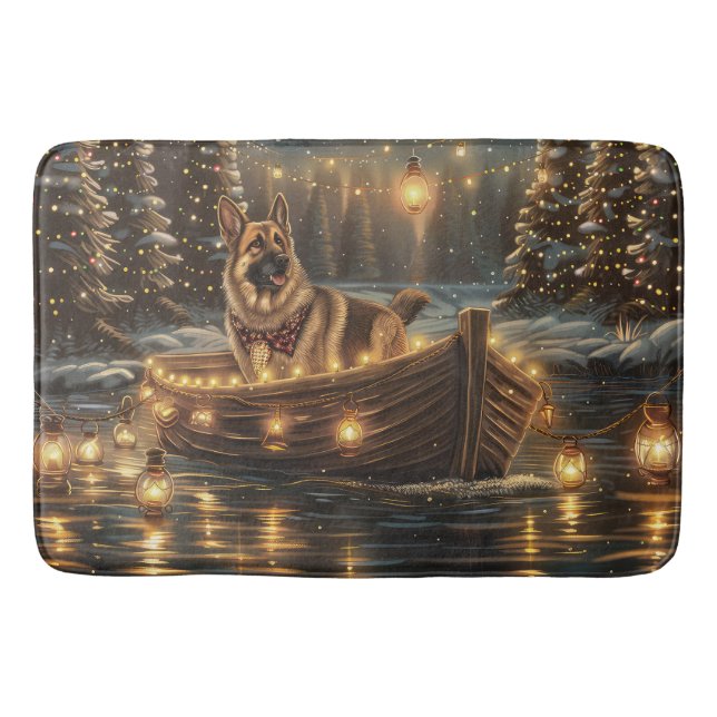 German Shepherd Christmas Festive Voyage  Bath Mat (Front)